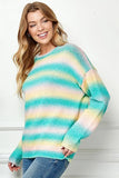 Ombre Drop Shoulder Knit Pullover Sweater