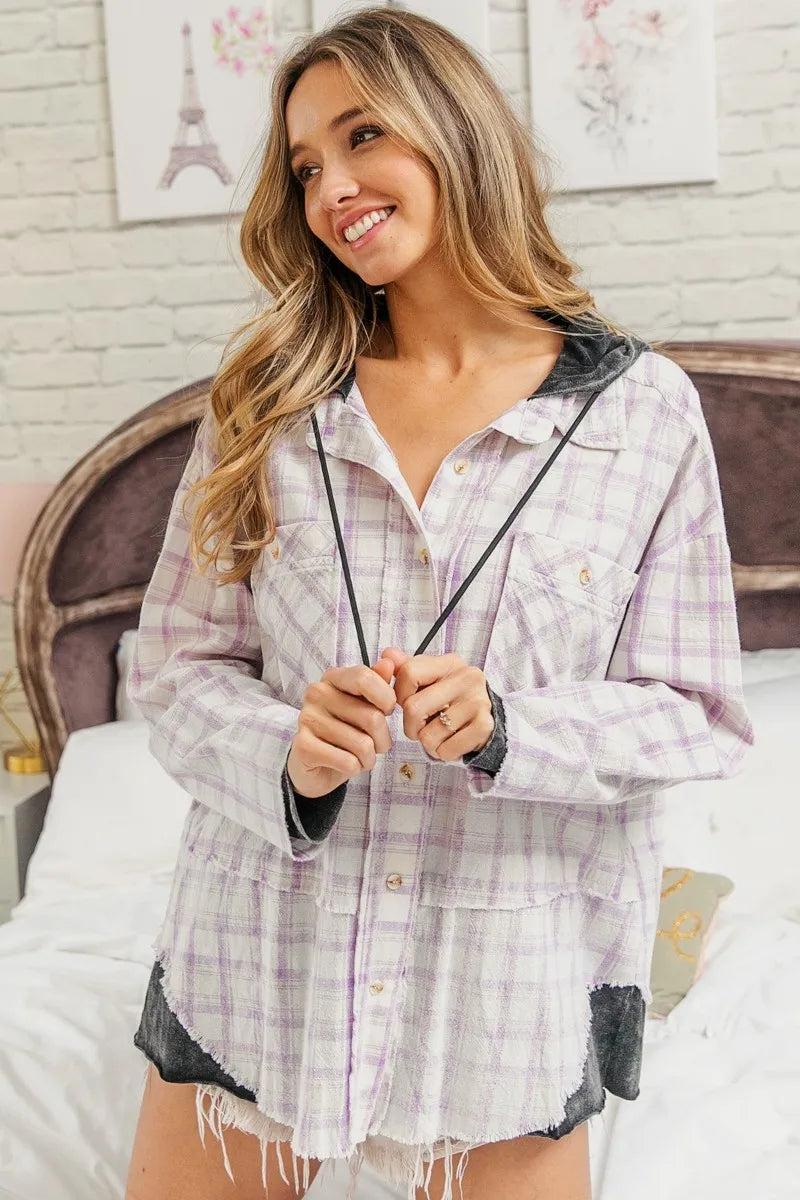 Casual Check Shirts With Hood