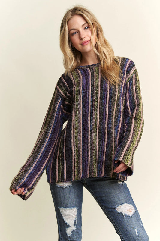 Vertical Stripe Sweater Top