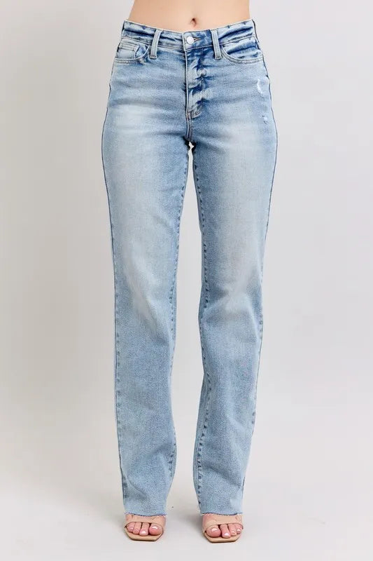 Full Size Midi Rise Light Wash Dad Jeans Plus Size