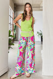 Abstract Print Elastic Waist Wide Leg Pants