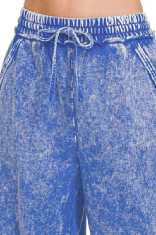 Washed French Terry Palazzo With Pockets