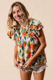 Multi Color Floral Print Woven Top