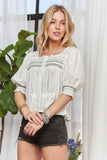 Smocked Puff Sleeve Peasant Blouse