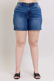 Full Size 2 Button Mid Length Dad Denim Shorts Plus Size