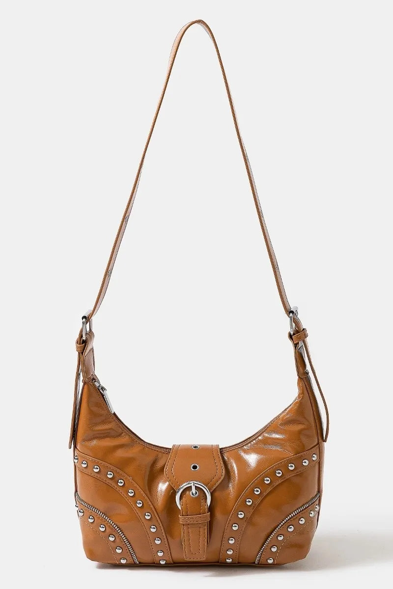 Studded Leather Western Crossbody Bag