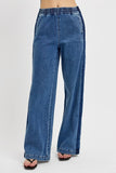 Full Size Elastic Waist Wide Leg Jeans Plus Size