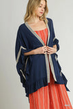 Crochet Accent Kimono with Ruffle Detailing