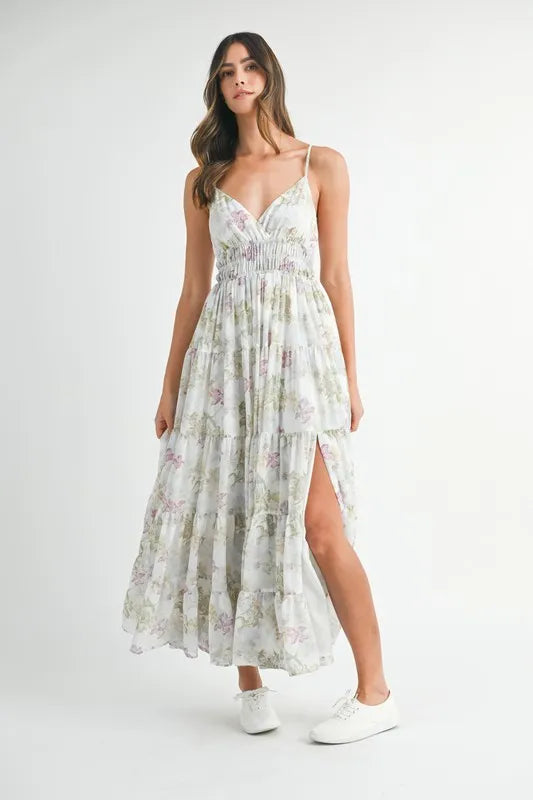Floral Print Tiered Cami Maxi Dress