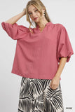 Dimensional Puff Sleeve Blouse