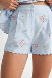 Stripe Embroidered Peplum Cami and Shorts Set