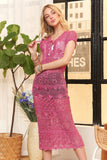 Lurex Crochet Lace Up Cover Up Dress