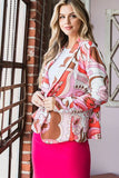Full Size Shawl Floral Open Blazers Plus Size