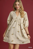 Embroidered Babydoll Dress with Vintage Floral Details