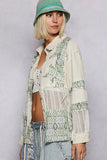 Boho Patchwork Button-Up Blouse