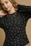 Bow Pattern Soft Knit Top