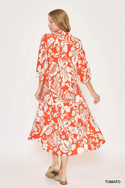 Floral Tiered Midi Dress