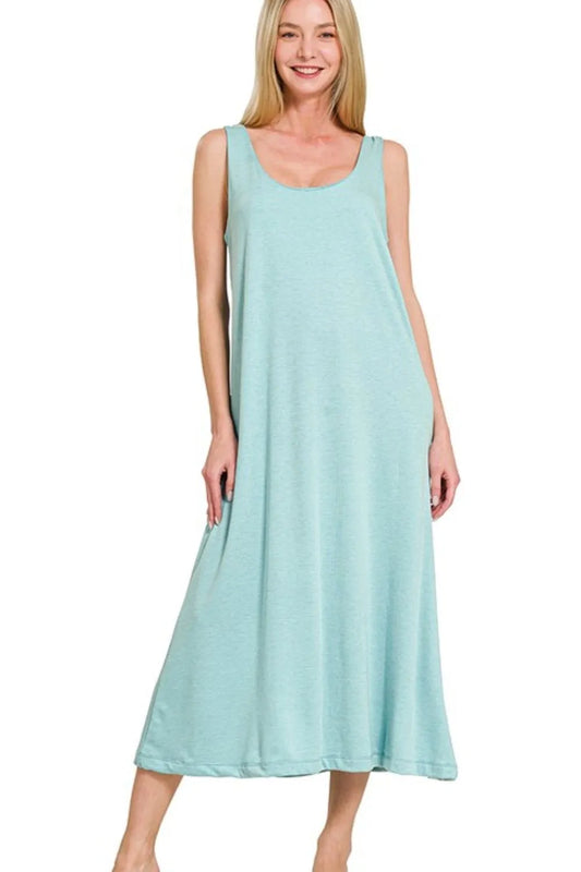 French Terry Twisted Strap Midi Dress