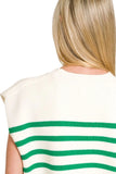 Oversized Crew Neck Stripe Sweater Vest