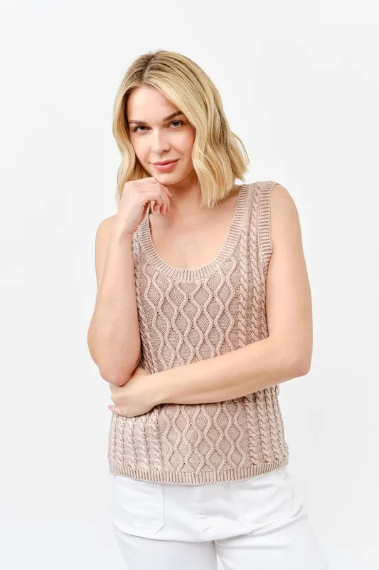 Washed Scoop Neck Sweater Tank