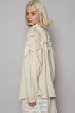 Vintage-Inspired Lace Trim Utility Jacket