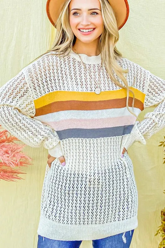 Color Stripe Summer Sweater Top