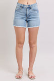 Full Size Tummy Control Raw Hem Denim Shorts Plus Size