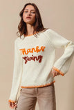 Thanksgiving Tinsel Lettering Sweater Top