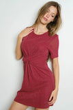Twisted Front Glitter Mini Dress