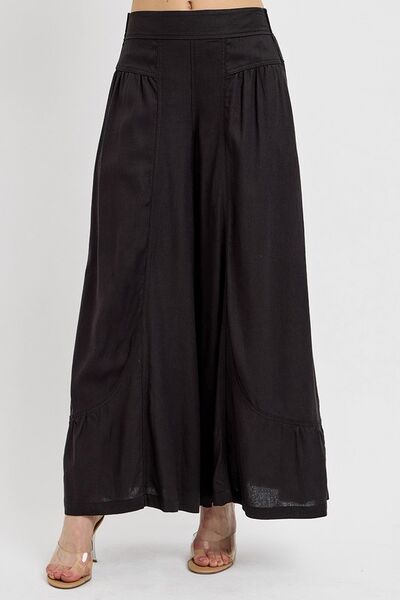 Shirring Detail Wide Leg Pants