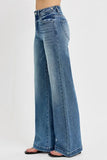 High Rise Adjustable Waist Wide Leg Tummy Control Jeans
