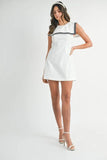 Contrast Piping Square Sailor Collar Mini Dress