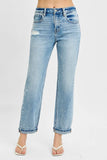 High Waist Ankle-Cut Relaxed Distressed Jeans