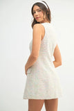 Tweed Sleeveless Button Down Mini Dress