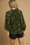 Floral Velvet Blouse with Balloon Sleeves