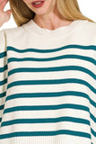 Oversized Crew Neck Stripe Sweater Vest
