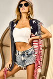 American Flag Fringe Edged Sweater Vest
