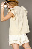 Bohemian Eyelet Ruffle Sleeve Top