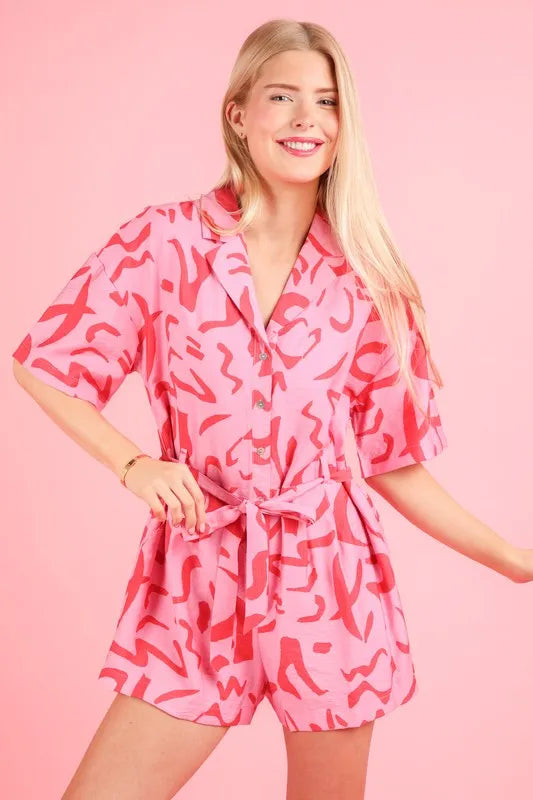 Oversized Printed Button Down Resort Romper