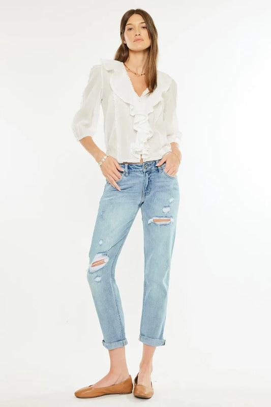Relaxed Chic Distressed Slouchy Fit Jeans