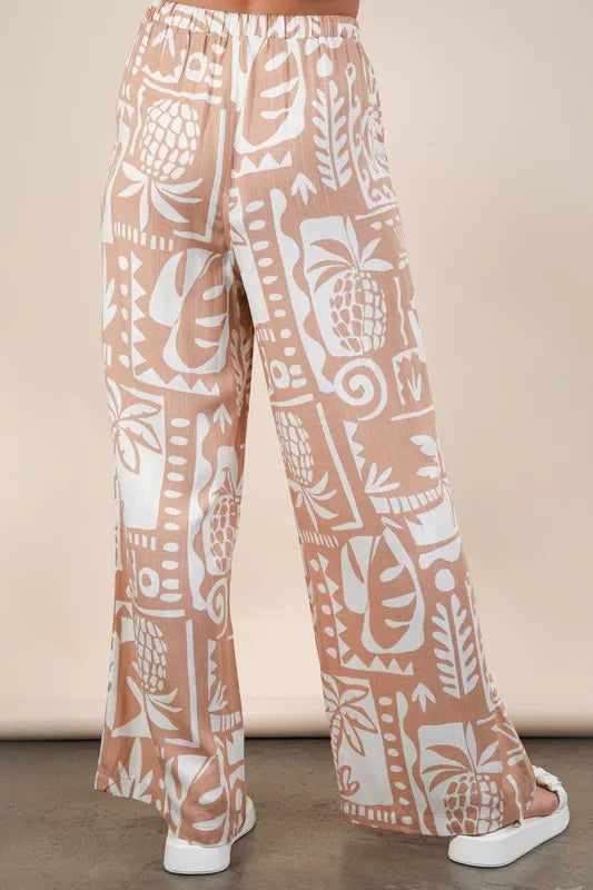 Printed Casual Wide Leg Resort Pants
