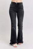 Full Size High Waist Flare W/ Mock Fray Tulip Hem Plus Size