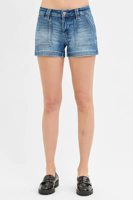 Low Rise Patched Pocket Shorts