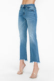 Raw Hem Distressed Mid Rise Crop Jeans