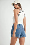 Contrast Trim Grecian Neck Cropped Tank