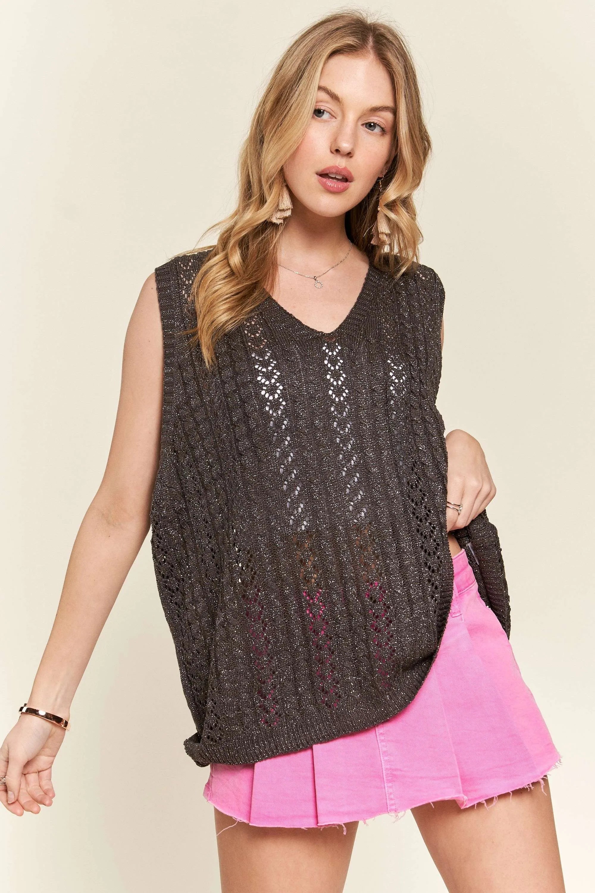 Loose Fit Lightweight Sweater Vest Top