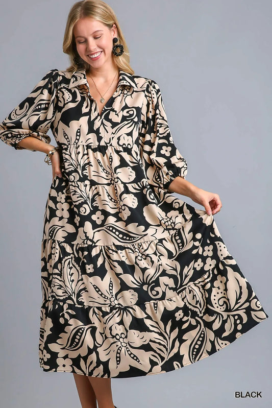Floral Tiered Midi Dress