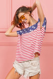 Star Rpinted with Stripe Combo Top