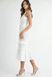 Ruffled Popcorn Smocked Mermaid Midi Dress