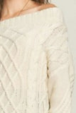 Cable Knit Off Shoulder Sweater